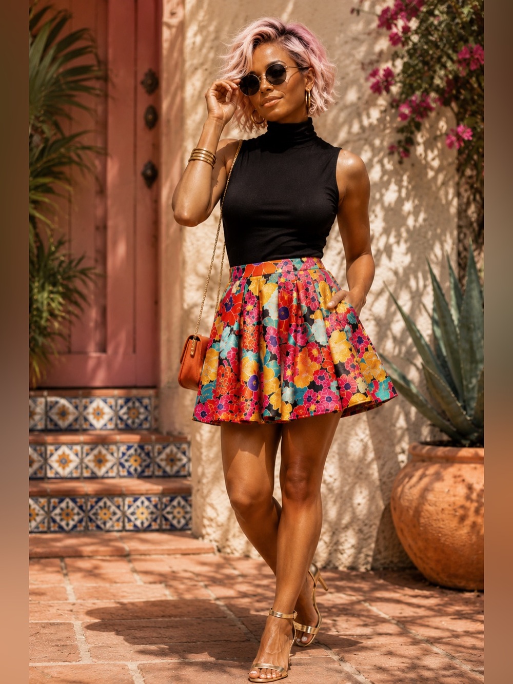AMUR Lotus Mini Skirt | Colorful Pop Floral | Sustainable Luxury | Size 6 🪷🪷🪷
